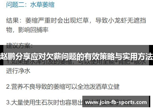 赵鹏分享应对欠薪问题的有效策略与实用方法